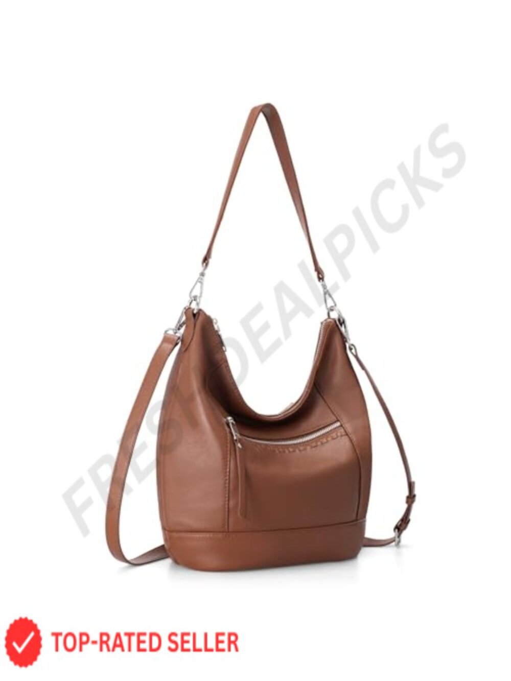 Genuine Leather Crossbody Hobo Purse for Women with 2 Straps Lightweight